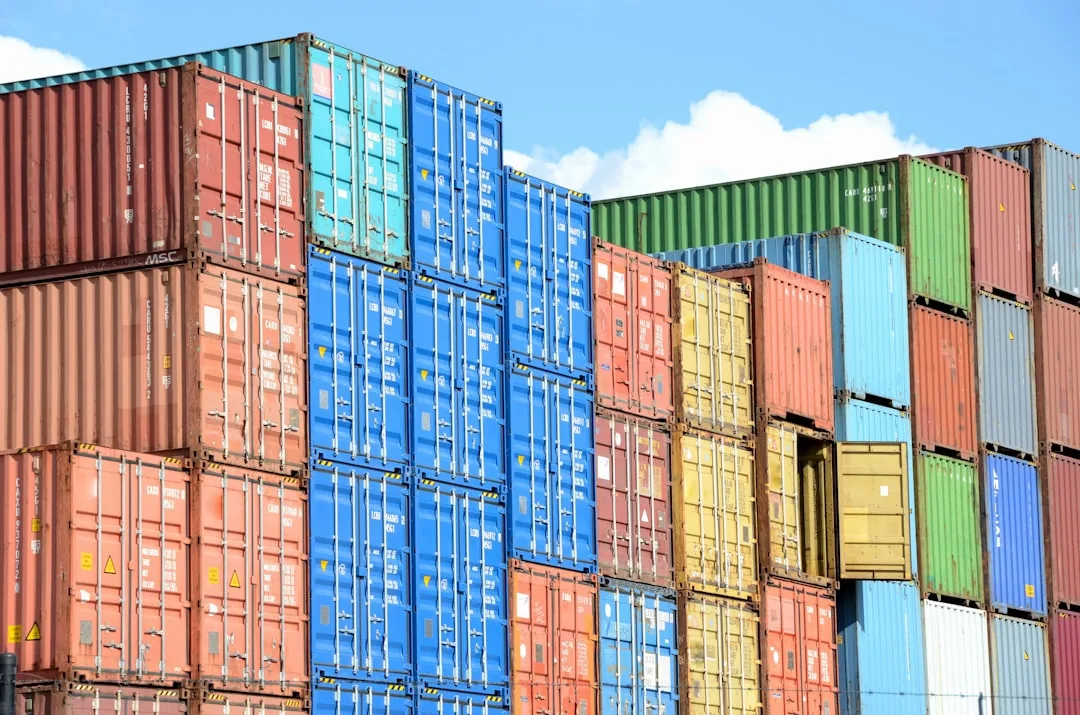 Section 232 aluminum derivative products list 2026: blue red and yellow intermodal containers